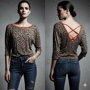 Papaya Womens Crew Neck Regular Sweaters Leopard Print Size Small Style #T11173